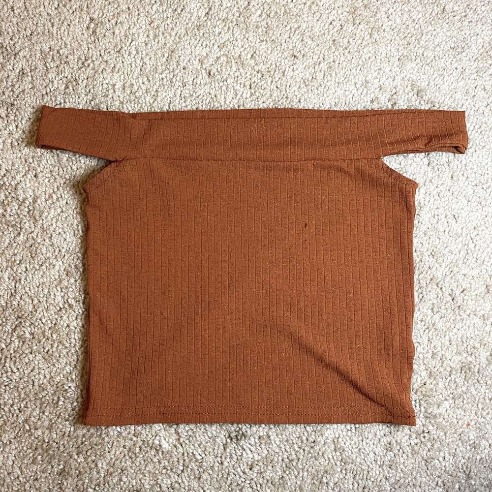 Off The Shoulder Burnt Orange Crop Top